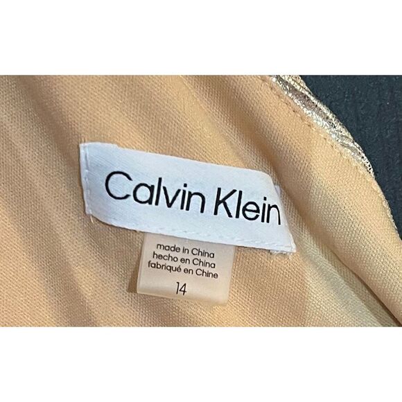 Calvin Klein One-Shoulder Gown with Side Ruching and Beaded Detail - Picture 8 of 10